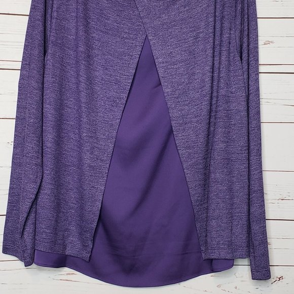 Lands' End Petite Purple Long Sleeve Split Back Top - Picture 8 of 10